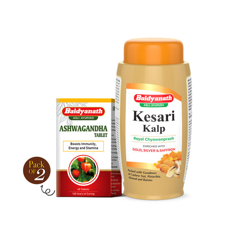 Baidyanath Ashwakesar (Ashwagandha 60 tabs pack of 2 + Kesari Kalp 500 Gm)