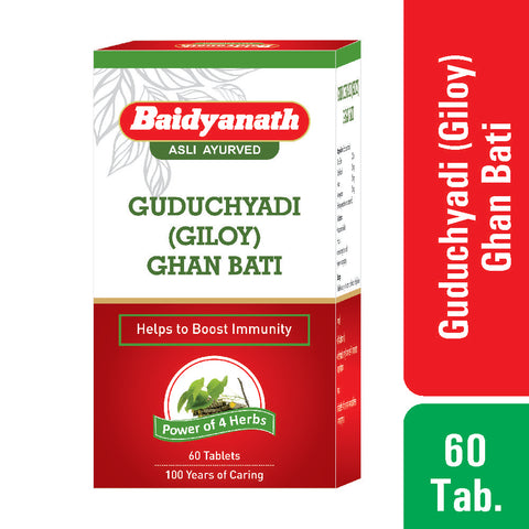Baidyanath Guduchyadi (Giloy) Ghan Bati Pack Of 2 (60 Tablets Each) + Baidyanath Amla Juice 1 l