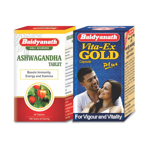 Baidyanath Vita Ex Gold Plus 20 Capsules + Baidyanath Ashwagandha Tablet (60 Tablets)